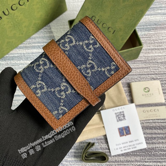 Gucci2021新顏色女包 古馳jackie1961系列女士短錢包 Gucci丹寧系列牛仔布短夾 645536  ydg3200